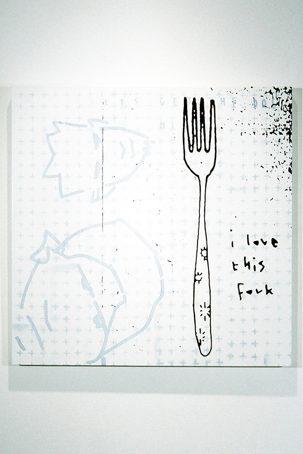 I LOVE THIS FORK, painting by Kennedy Telford, UVIC GRAD ART SHOW 2000